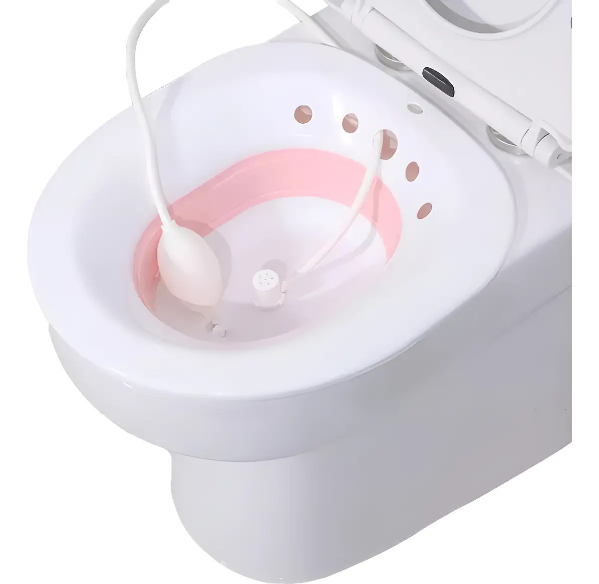 Bacia para Banho de Assento Retrátil BX Rosa com Bombinha de Silicone