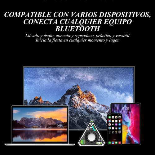 Bocina Bluetooth Triangular Con Luz Led Subwoofer Colores
