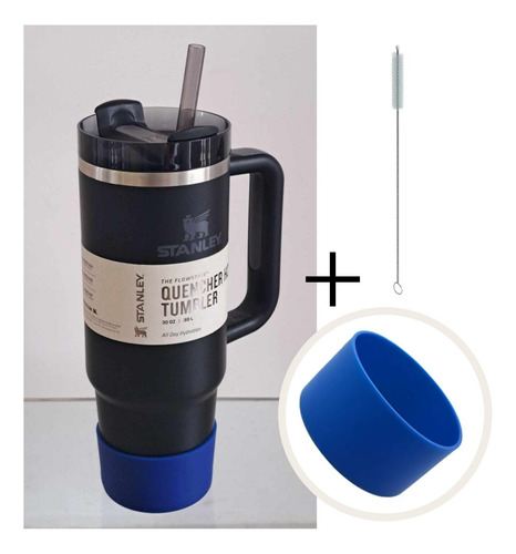 Stanley Quencher 30oz Vaso Taza Mug Termo Asa Con Funda Prot Negro - Azul Quencher