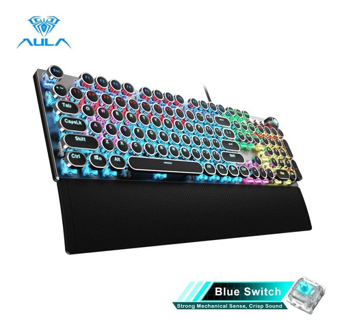 Aula F2088/f2058 Teclado Mecánico Para Juegos (teclado Punk) Color Del Teclado Black-round Keycaps-blue Switch Idioma Inglés Us