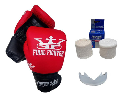 Combo Kit Guantes Vendas Protector Bucal Boxeo Kick Boxing