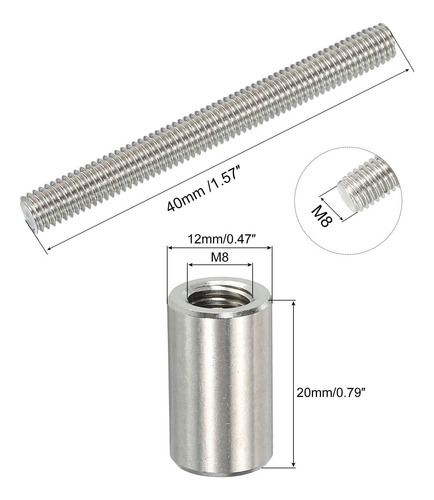 Varilla Completamente Roscada 10pcs M8 X 80mm 304 Roscas De