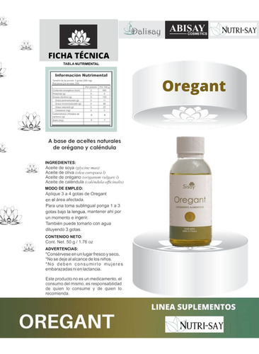Aceite Oregant Sisay