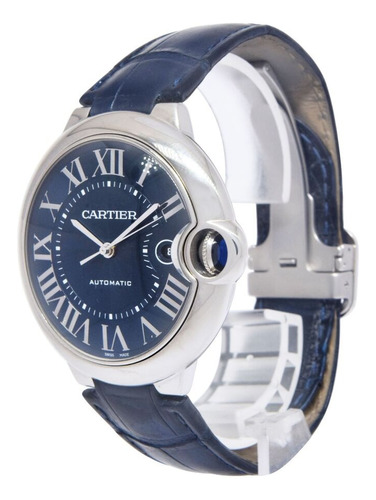 Cartier Ballon Bleu 42mm Steelblue Dial Mens Automatic Watch