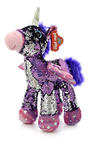 Unicornio De Peluche Con Lentejuelas 29 Cm. Phi Phi Toys