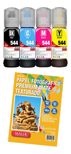 Papel Opalina Matte 230gm 50hojas+4 Tintas Para Epson L3210