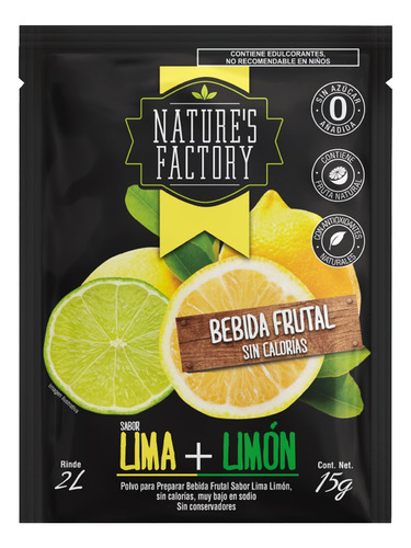 Natures Factory Bebida En Polvo Sabor Lima Limon 10 Piezas.