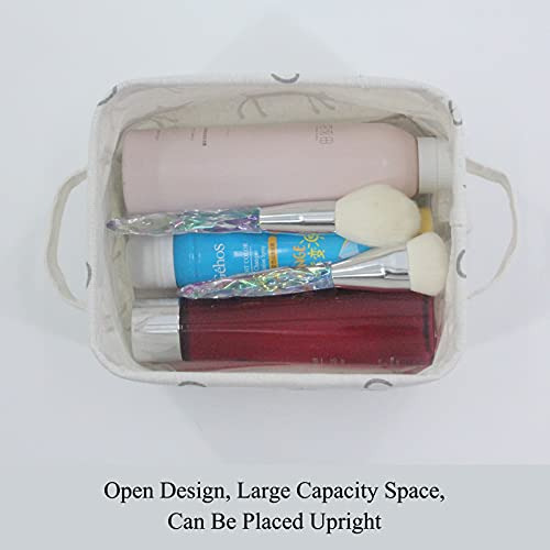 Cesta De Almacenamiento Pequeña De Lona Plegable Con Asas, A