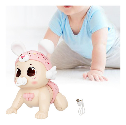 Juguete Musical Para Gatear Para Bebés Con Conejo Rosa