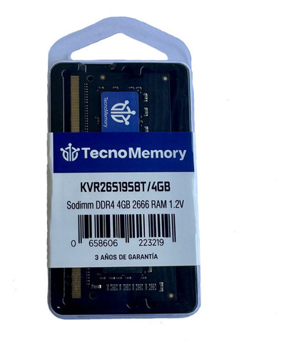 Memoria Ram Tecnomemory Sodimm Ddr4 4gb 2666mhz Kvr26s19s8t