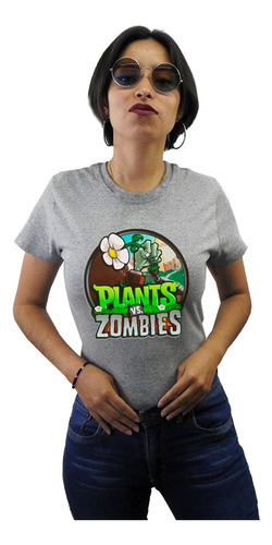 Playera Alfa Gris De Juego Movil Plantas Vs Zombies