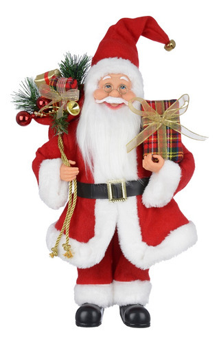 Boneco Natal Papai Noel Em Pé Com Saco De Presente 40 Cm Cor Vermelho não se aplica