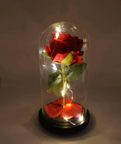 Imagen 2 de 5 de Adorno Cúpula Rosa Eterna, Inspirado En La Bella Y La Bestia