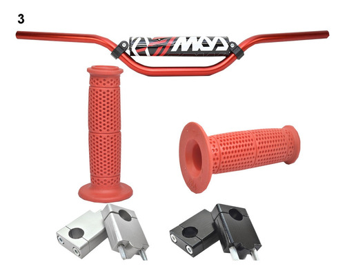 Manubrio Moto Motocross Aluminio Xtz125 Bross Xr150 Xr125 Lander Manubrio Alto + Puños + Clamps Elevadores Mamamotos