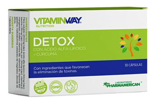 Detox Con Curcuma, Acido Alfa Lipoico - 30 Capsulas