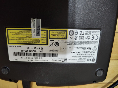 Imagen 2 de 2 de Lectora Y Grabadora Dvd LG Portatil Usb - Funcionando !!