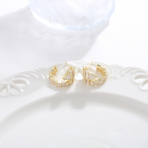 Pendientes De Circón Kafuna Snake Design, Accesorios De Moda