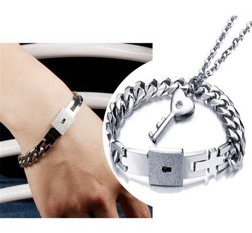 Parejas Collar Y Esclava Pulsera Acero Inoxidable 316l Lb