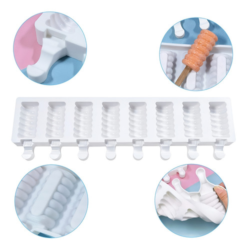 Molde Helado Silicona Molde Helados Moldes Paletas Espiral Color Blanco