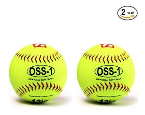 Oss-1 Práctica Balón Softball, Tamaño 12  , Amarillo 2 Pc