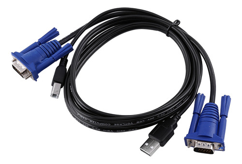Caja Y Cables Del Conmutador De Kvm Del Usb Vga De 2 Puertos