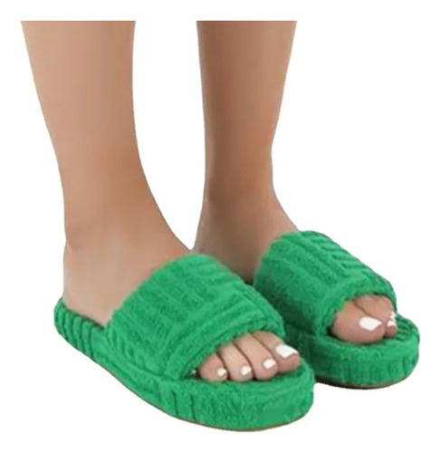 Zapatillas De Algodón Con Toalla Cálida De Fondo Grueso Para