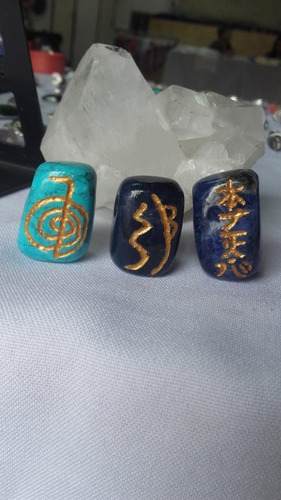 Dijes De Piedra Con Simbolos De Reiki Artesanales 