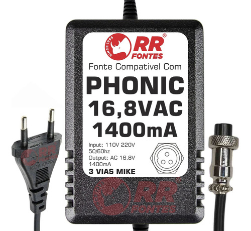 Fonte Ac 16,8v 1.4a Para Mixer Mesa De Som Phonic Mr