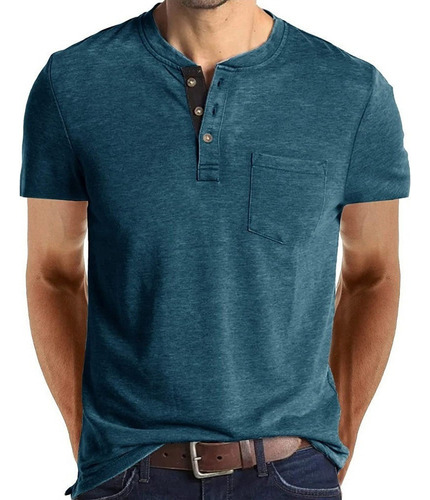 Playera Henley Casual Para Hombre Playera De Solapa Frontal