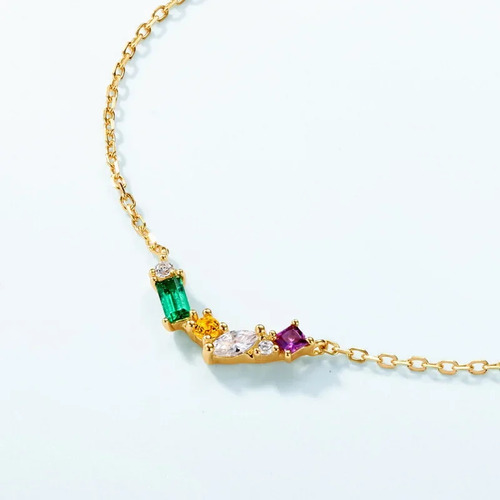 Pulsera Moderna De Plata 925 Con Circonitas Arcoíris Para Mu