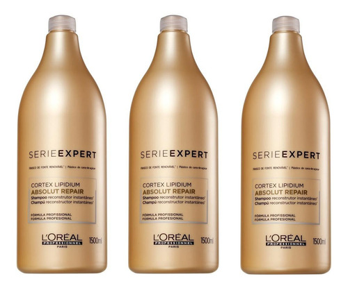 Kit 3 Shampoo Loreal Absolut Repair Cortex Lipidium 1500ml