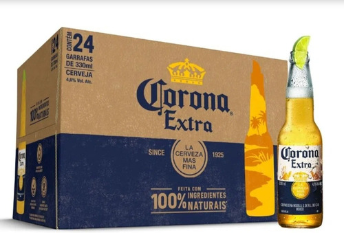 Caixa Fechada Cerveja Corona Com 24 Garrafas Long Neck 330ml