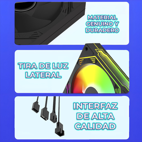 Ventilador Pc Chasis 120mm RGB Pwm Refrigeración Silenciosa Led Color Negro Ele-Gate