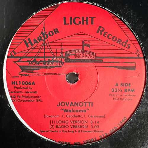 Jovanotti (gino Latino) - Welcome / Yo - 12'' Single Vinil