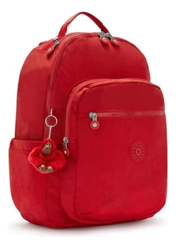 Mochila Seoul Kipling Vermelha Cherry Tonal Com Detalhe Vermelho Liso