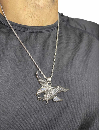 Imagen 4 de 5 de Collar Con Medalla Águila En Acero .