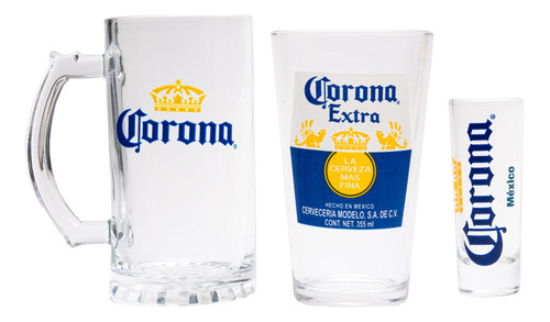 Set Cervecero Corona (tarro, Vaso, Tequilero)