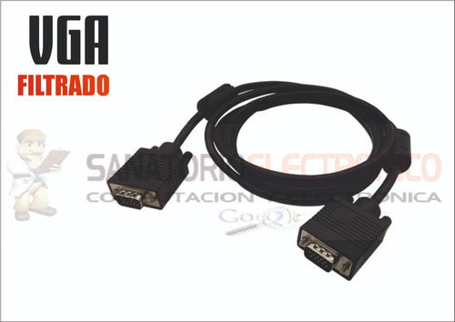 Cable Vga- Macho-macho 1,5 Metro Filtrado Negro 