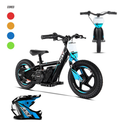 Imagem 1 de 4 de Mini Bicicleta Biker Elétrica Mxf Aro 12 + Brinde Capacete