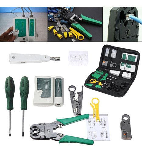 Kit De Herramientas De Red Lan 9 En 1: Probador, Engarzador,