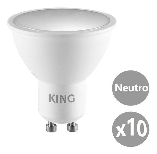 Imagen 1 de 5 de Pack X10 King Dicroica Led 5w Gu10 Neutro 4500k