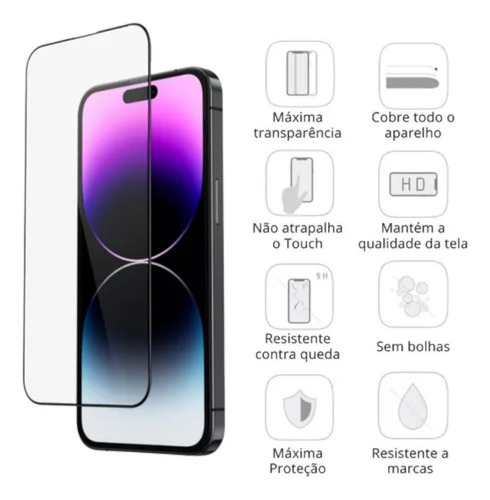 Película De Vidro 3d P/ iPhone 7/8 Plus Xs Xr 11 Pro Max 12