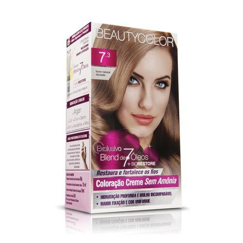 Kit Coloração Sem Amônia Beautycolor Louro Nat Dourado 7.3