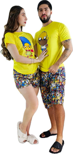 Pijama Dúo De Parejas Los Simpson Short Y Camisa Comoda