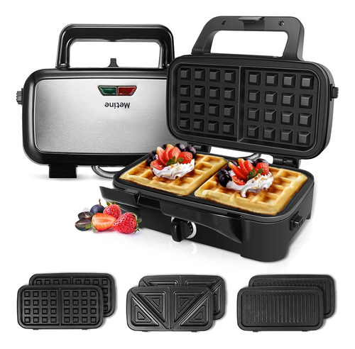 Metine Waffle Makers, 3 En 1 Waffle Iron Panini Press Sandwi