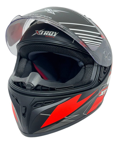 Capacete Moto Feminino Xtroy Esportivo Com Narigueira Crush Preto/vermelho Fosco Tamanho 60