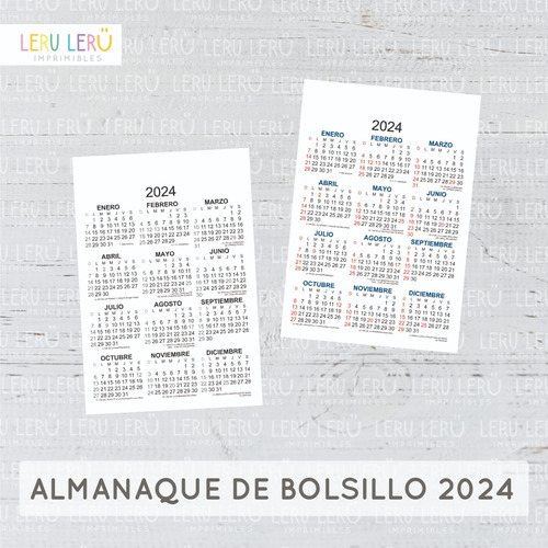 Kit Imprimible Almanaque De Bolsillo Plantilla Editable