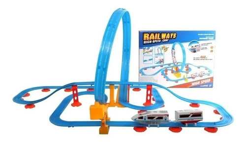 Pista Tren Bala Eléctrico Con Loop 79 Pcs -2 Vagones