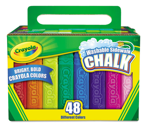Crayola 512048 Tiza Lavable Para Acera, 48 Colores Brillantes Surtidos, 48 Palos/juego