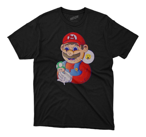 Remera Mario Bros Comiendo Hongo Algodon 100% Impresion Dtg